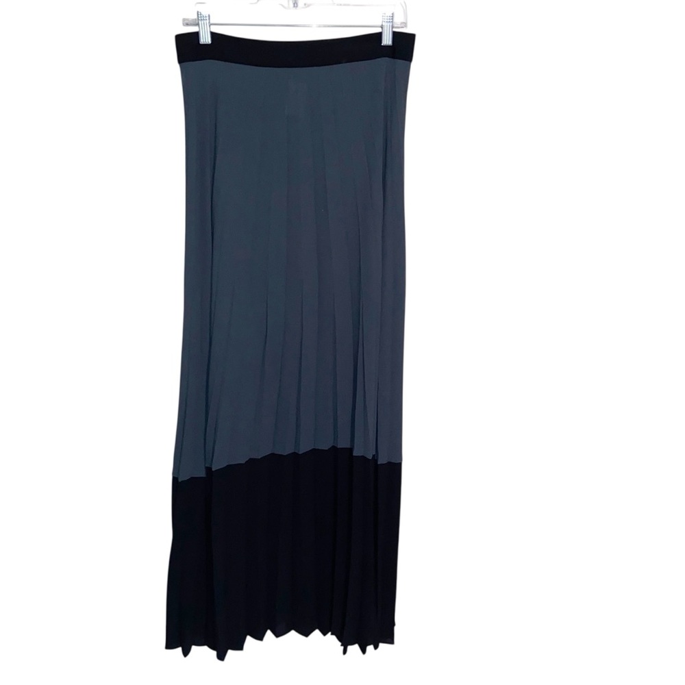 A.L.C. Skirt Womens XS Maxi Wrap Pleated Black Gray Career Business Wool Trim